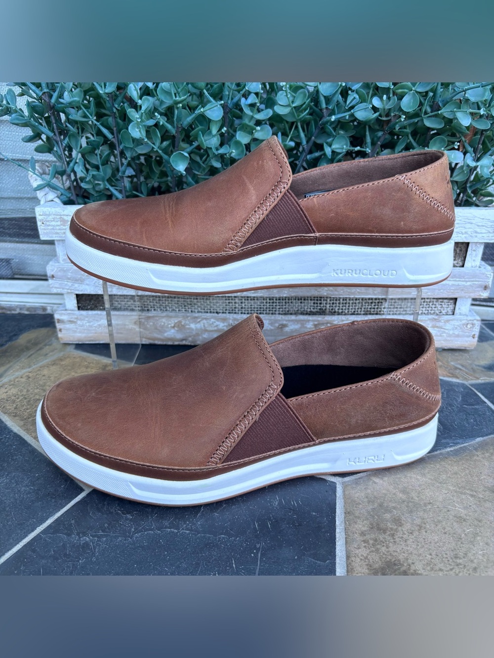 Kuru Cloud Roam Atla Womens Slip On Shoes Loafers Size 7.5 Cognac Brown
